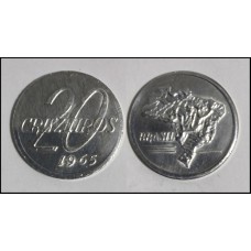 Brasil 20 Cruzeiros 1965 V-285 Fc Alumínio (406)