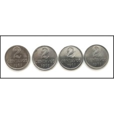 Brasil Lote C/4 Moedas 2 Centavos 1967 Sob (517)
