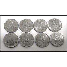 Brasil Lote C/8 Moedas 2 Centavos 1969 Mbc (519)