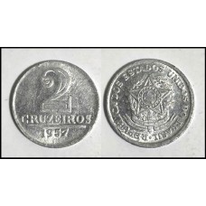 Brasil 2 Cruzeiros 1957 V-279 Sob Alumínio (568)