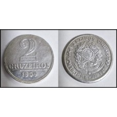 Brasil 2 Cruzeiros 1959 V-281 Sob Alumínio (48)