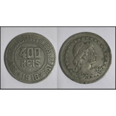 Brasil 400 Réis 1918 V-108 Cupro-Níquel Mbc (213)