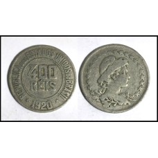 Brasil 400 Réis 1920 V-110 Cupro-Níquel Mbc (590)