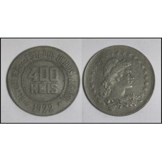 Brasil 400 Réis 1922 V-112 Cupro-Níquel FC (217)