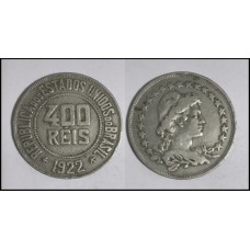 Brasil 400 Réis 1922 V-112 Cupro-Níquel Mbc/S (434)