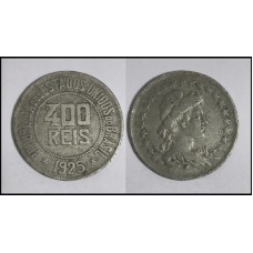 Brasil 400 Réis 1925 V-114 Cupro-Níquel Mbc (436)