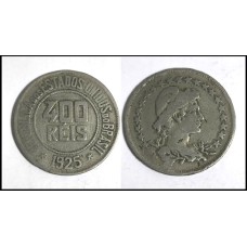 Brasil 400 Réis 1925 V-114 Cupro-Níquel Mbc (592)