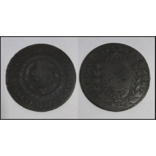 Brasil 40 Réis 1827R C-608 Cobre Mbc Com carimbo de 20 (197)