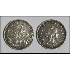 Brasil 500 Réis 1913 P-706 Prata Estrelas Soltas Sob (266)