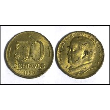 Brasil 50 Centavos 1950 V-217 Sob Bronze/Alumínio Presidente Dutra (562)