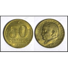 Brasil 50 Centavos 1952 V-219 Sob Bronze/Alumínio Presidente Dutra (482)