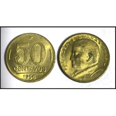 Brasil 50 Centavos 1956 V-223 Fc Bronze/Alumínio Presidente Dutra (486)