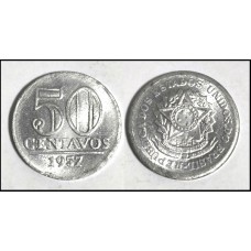 Brasil 50 Centavos 1957 Sob V-269 Alumínio (560)