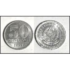 Brasil 50 Centavos 1957 Sob V-269 Alumínio (640)