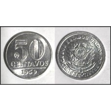 Brasil 50 Centavos 1959 Fc V-271 Alumínio (488)