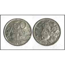 Brasil 50 Centavos 1967 S/Fc V-311 Níquel (646)