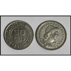 Brasil 50 Réis 1919 V-064 Cupro-Níquel FC (308)