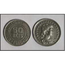 Brasil 50 Réis 1919 V-064 Cupro-Níquel FC (309)
