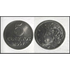 Brasil 5 Centavos 1967 V-293 Fc Inox Efígie da República (478) 
