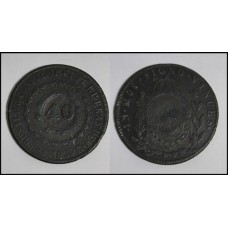 Brasil 80 Réis 1832R C-755 Cobre Bc Com carimbo de 40 (285)