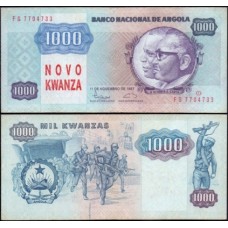 Angola P-124 Sob 1.000 Novo Kwanza ou 1.000 Kwanzas 1987