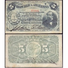 Argentina P-209a.6 Mbc 5 Centavos 1891