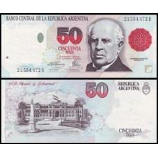 Argentina P-344b Sob 50 Pesos Convertibles 1993 Domingo Faustino Sarmiento 