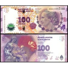 Argentina P-358c Fe 100 Pesos ND (2016) Comemorativa Evita