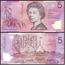 Austrália P-51a.1 Fe 5 Dollars 1995 Polímero Rainha ♛