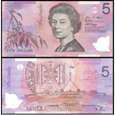 Austrália P-57e Fe 5 Dollars 2007 Polímero Rainha ♛