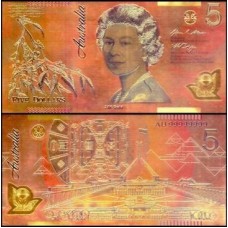 Austrália AU-5c Fe 5 Dollars Folheada a Ouro 24k Fantasia 