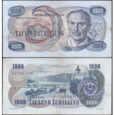 Áustria P-141a Mbc 1.000 Shillings 1961 Viktpr Kaplan (Com cortes)