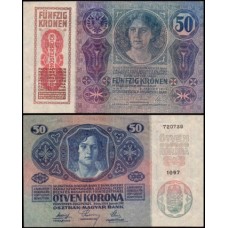 Áustria P-54a Sob 50 Kronen 1919 Ocupação Alemã