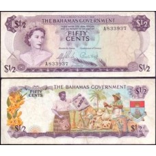 Bahamas P-17a Mbc 1/2 Dollar L.1965 Rainha ♛