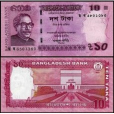 Bangladesh P-54l Fe 10 Taka 2021 Mujibur Rahman