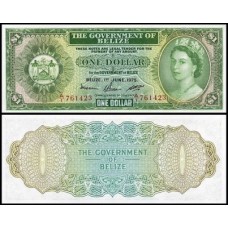 Belize P-33b Fe 1 Dollar 1975 Rainha ♛