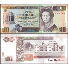 Belize P-54a Fe 10 Dollars 1990 Rainha ♛