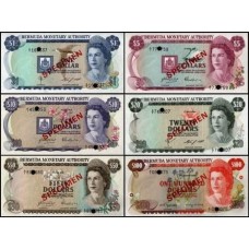 Bermuda P-28s a P-33s Fe 1978/84 Spécimen Set completo 1 5 10 20 50 100 Rainha ♛