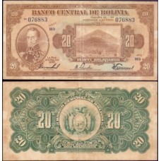 Bolívia P-122a.9 Mbc/S 20 Bolivianos 1928