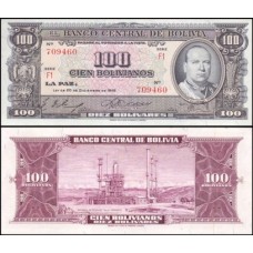 Bolívia P-147a.6 Fe 100 Bolivianos L.1945
