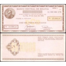 Bolívia P-183 Sob 10.000 Pesos Bolivianos D.1984