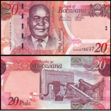 Botswana Botsuana P-31a Fe 20 Pula 2009 Reverendo Motsete