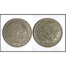 Brasil 100 Réis 1871 V-002 Cupro-Níquel Mbc/s (103)