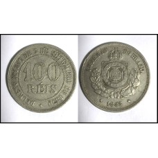 Brasil 100 Réis 1883 V-013 Cupro-Níquel Mbc/s (108)