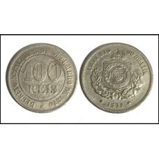 Brasil 100 Réis 1883 V-013 Cupro-Níquel Mbc (109)