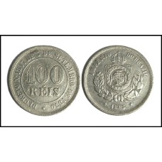 Brasil 100 Réis 1885 V-015 Cupro-Níquel Mbc/s (111)