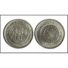 Brasil 100 Réis 1889 República V-036 Cu-ni Sob (116)
