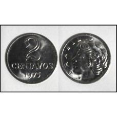 Brasil 2 Centavos 1975 V-292 Fc Efígie Rep. (30)