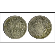 Brasil 100 Réis 1898 V-042 Cu-ni Bc (377)