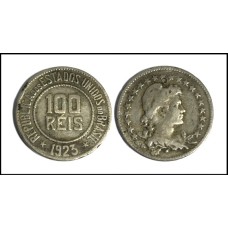 Brasil 100 Réis 1923 V-077 Cu-ni Bc (381)